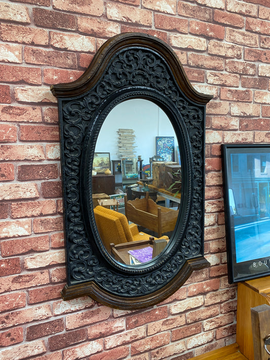 1960s Syroco Rustic European Faux Wrought Iron Mirror