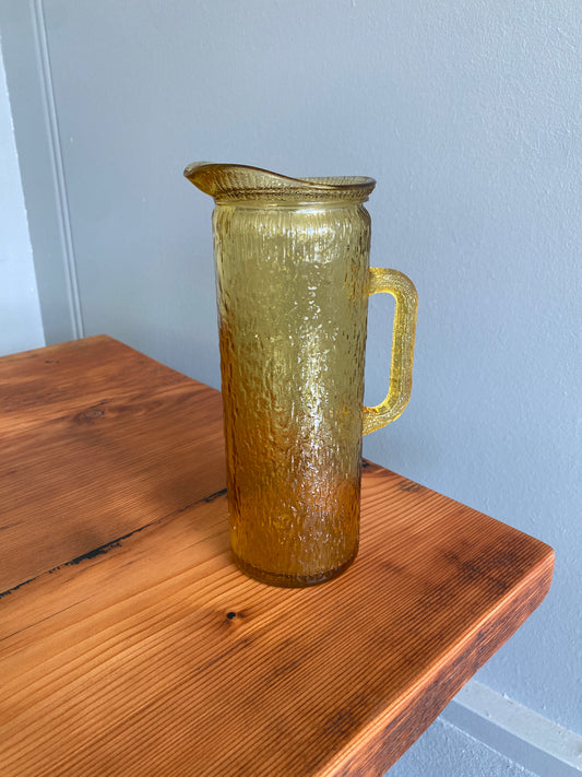 1970s Amber Glass Jug Crown Crystal Kaaru Tall