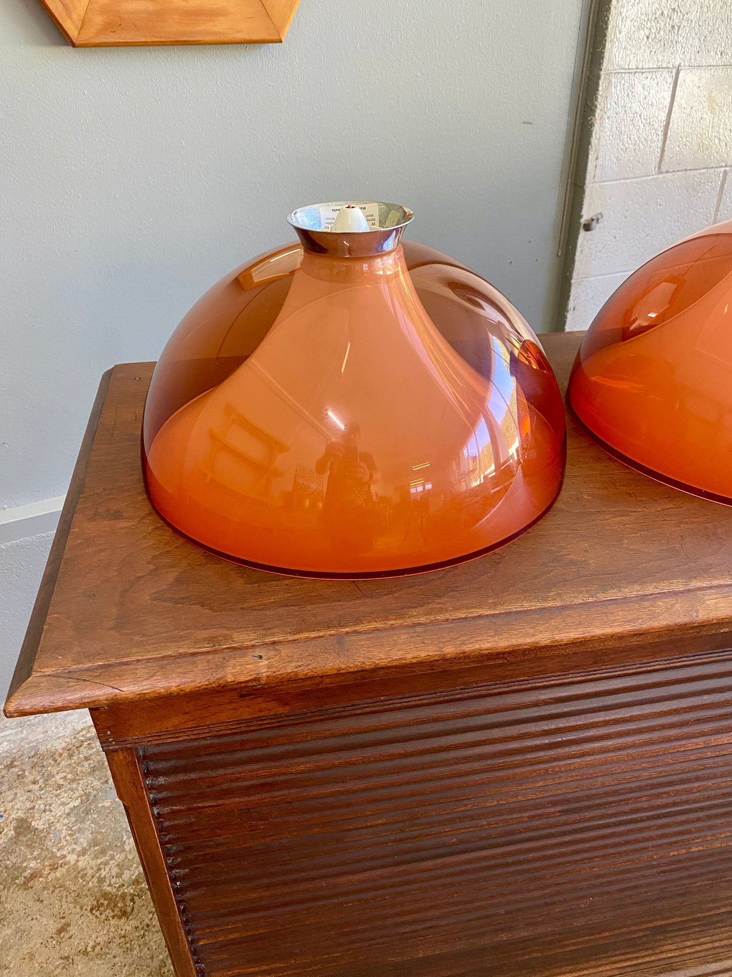 1970s Orange/White Academy Lighting NZ Light Shades - Pair