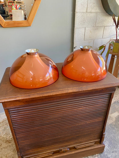 1970s Orange/White Academy Lighting NZ Light Shades - Pair