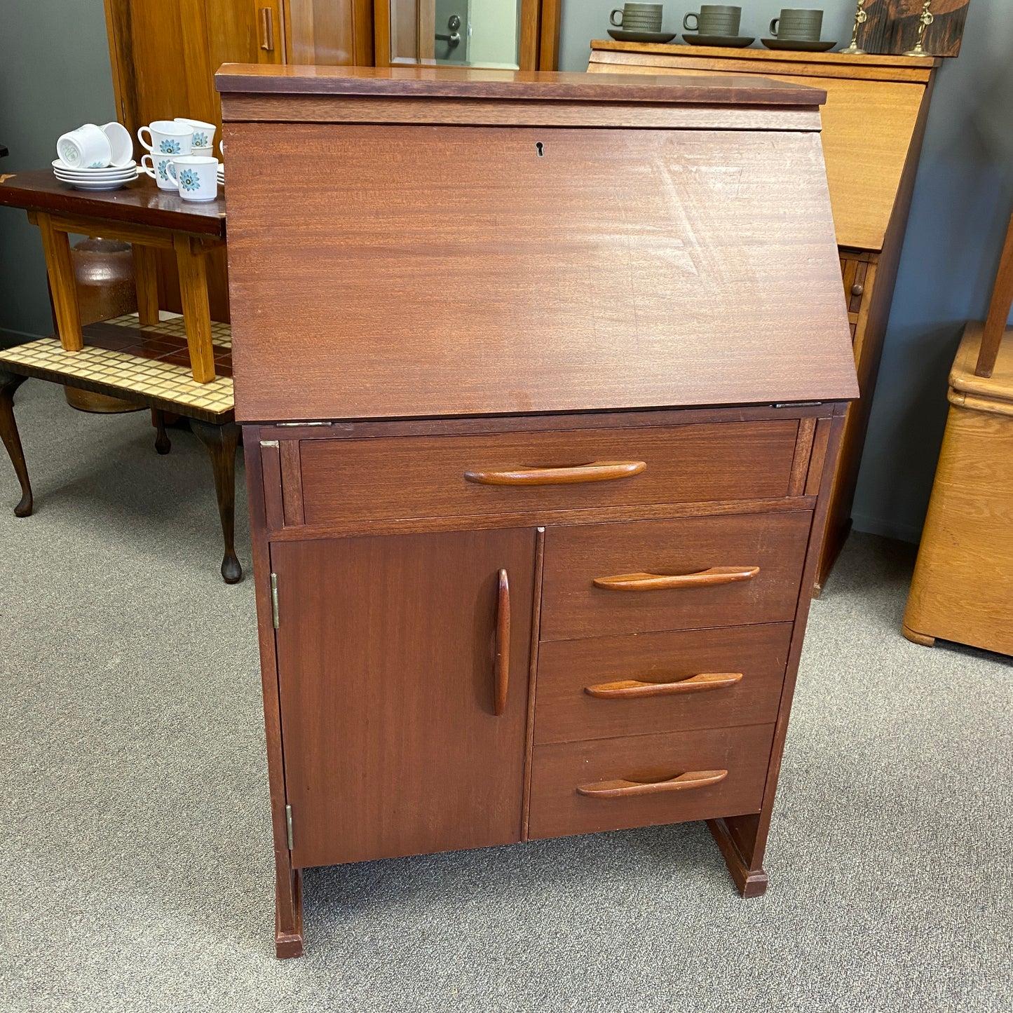 1970s Retro Bureau Mahogany