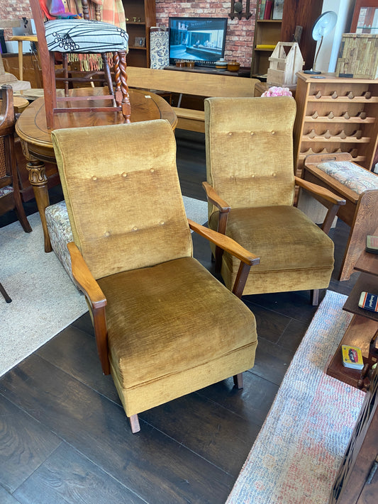 1970s Velour Armchairs (Pair)