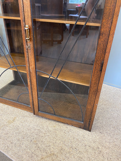Art Deco Tiger Oak Leadlight Cabinet