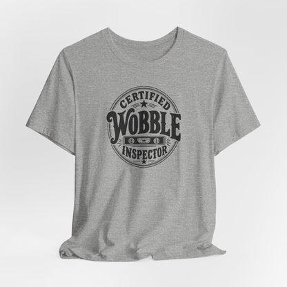 Certified Wobble Inspector tee, Athletic Heather grey, lifestyle