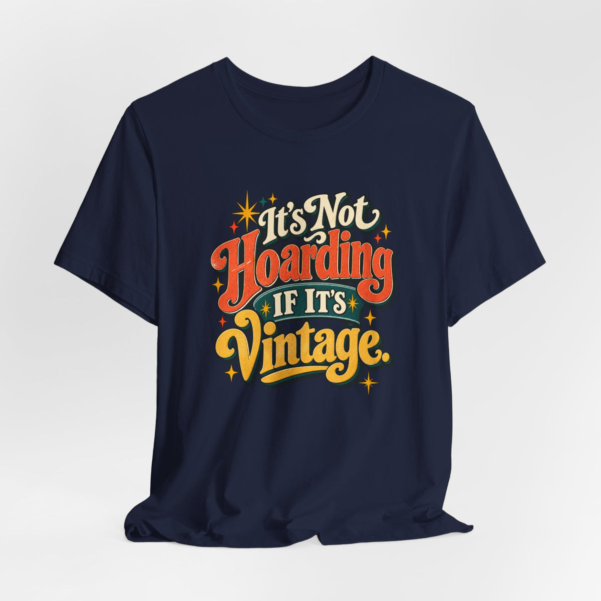 It's Not Hoarding If It's Vintage tee, Navy, lifestyle