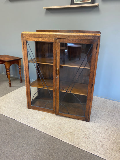 Art Deco Tiger Oak Leadlight Cabinet