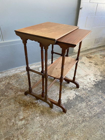 Aesthetic Movement Nest of Two Mahogany Tables 1800s