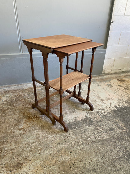 Aesthetic Movement Nest of Two Mahogany Tables 1800s