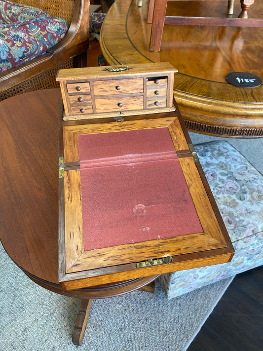 Antique Burr Walnut/Quarter Oak & Kauri Travel Writing Desk