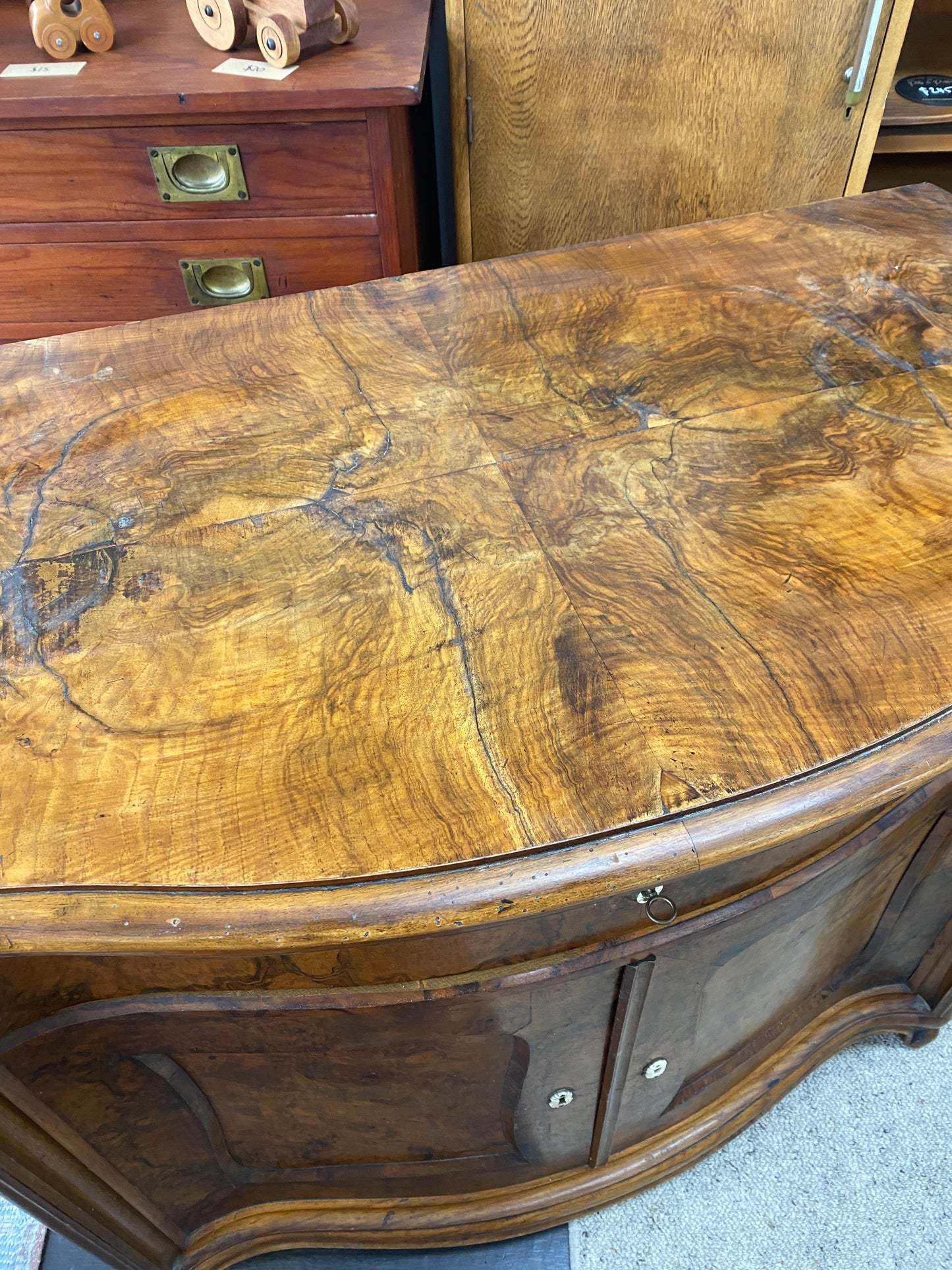 Antique French Burr Walnut Sideboard