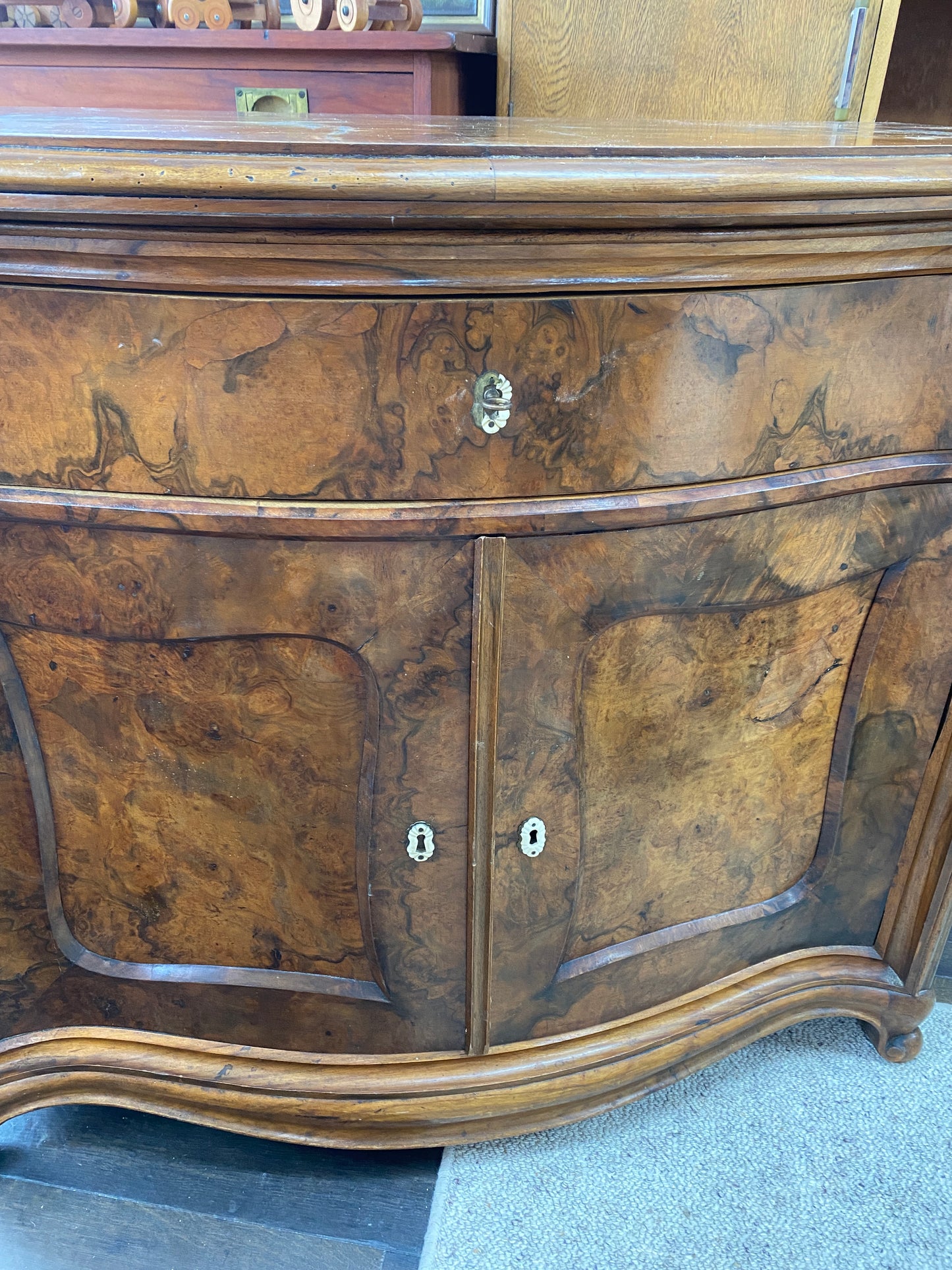 Antique French Burr Walnut Sideboard