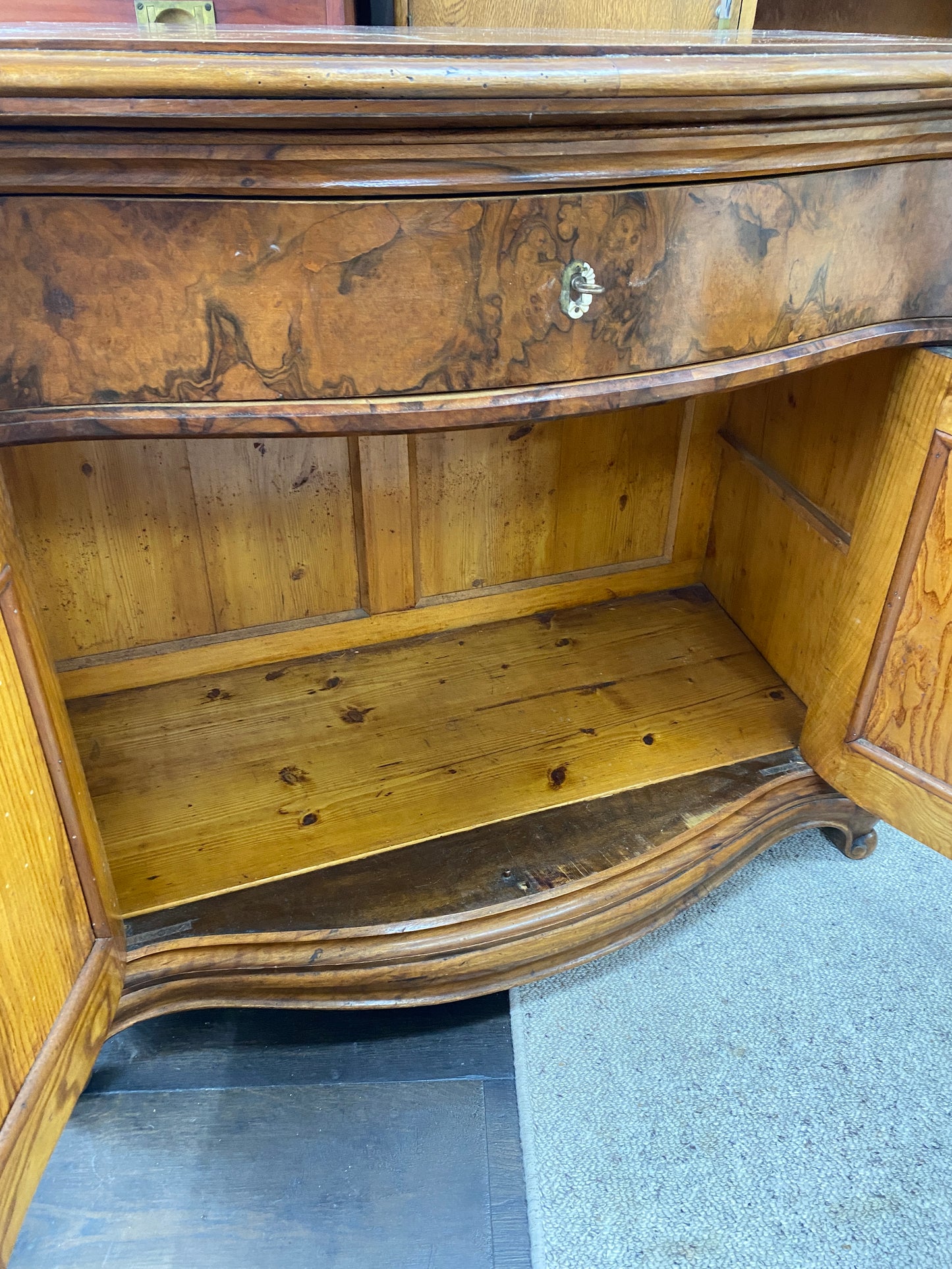 Antique French Burr Walnut Sideboard