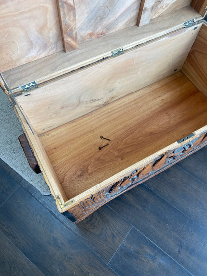 Antique Hand Carved Chinese Camphor Chest
