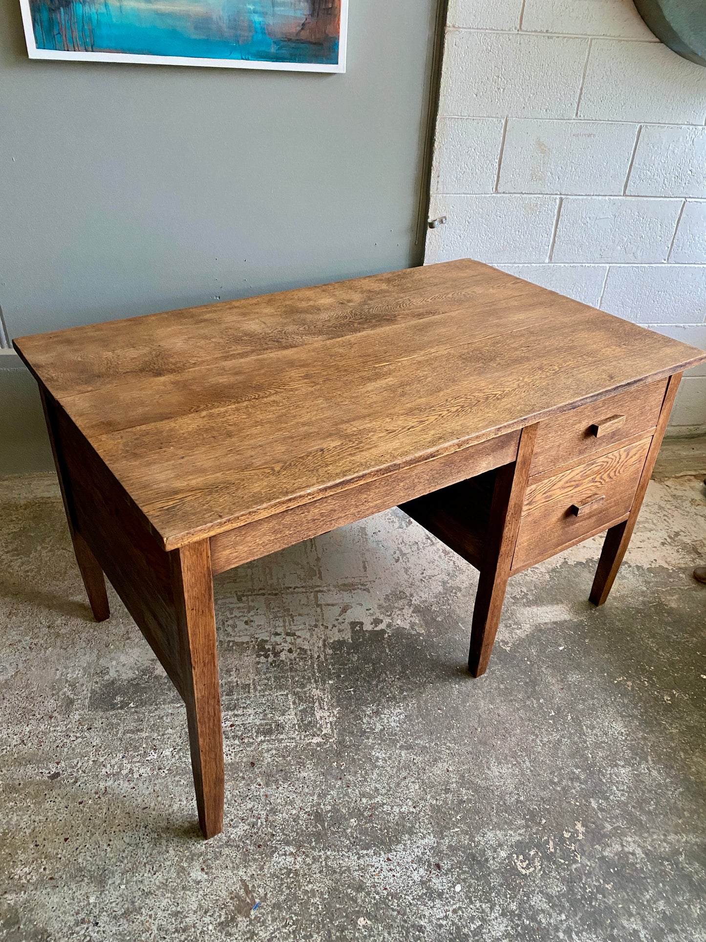 Antique Industrial Oak Foreman's Desk