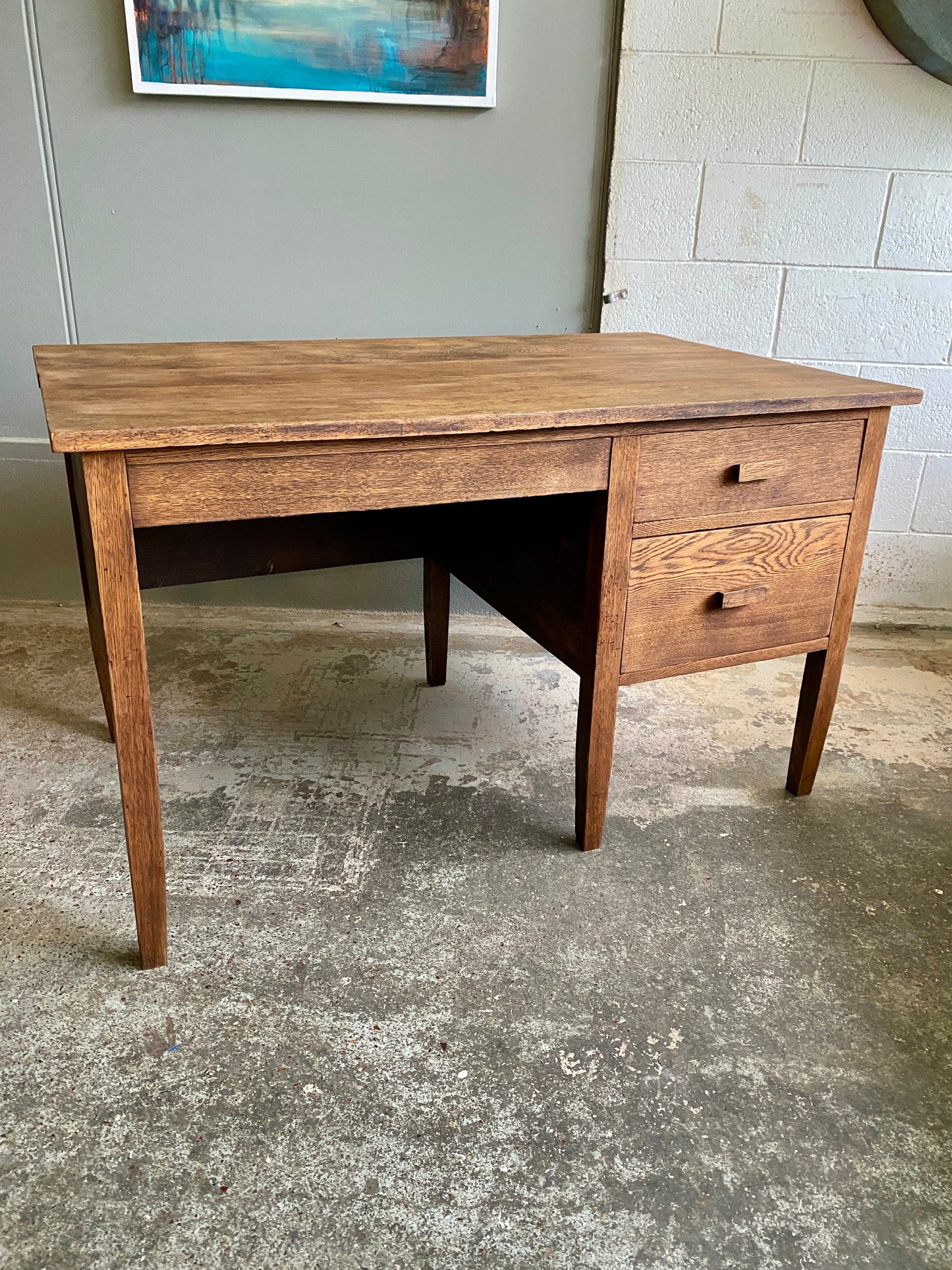 Antique Industrial Oak Foreman's Desk