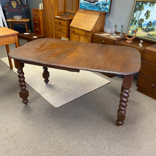 Antique Oak Barley Twist Extension Dining Table