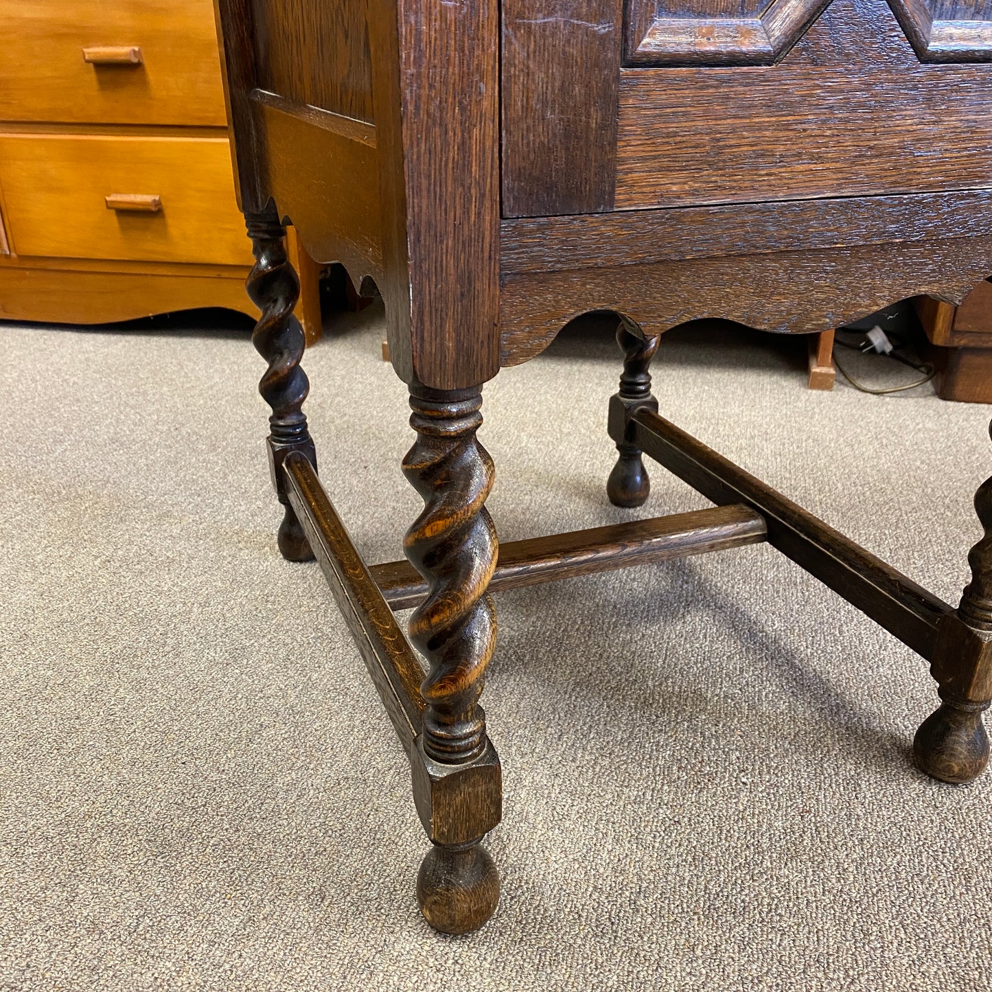 Antique Oak Gothic Hall Cabinet