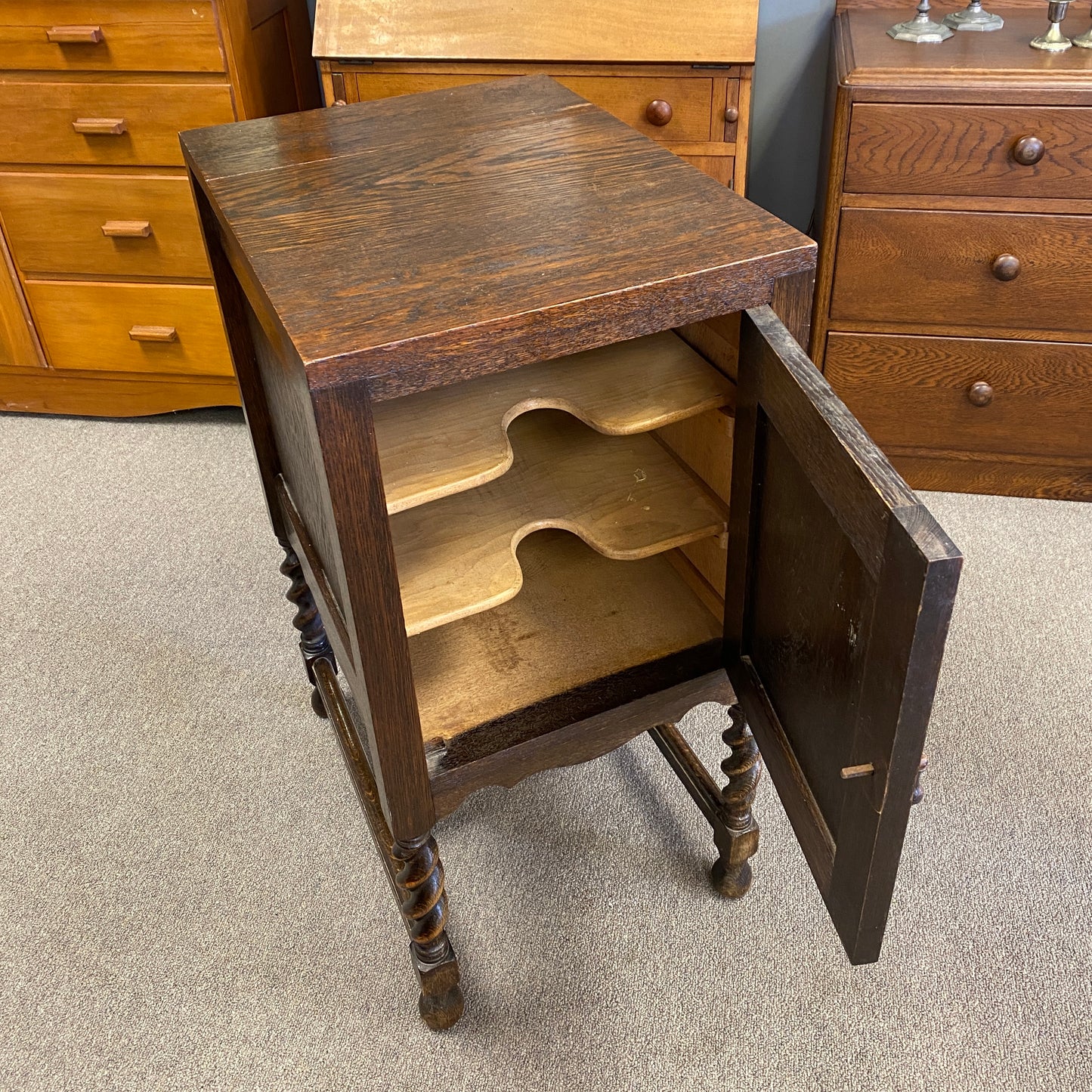 Antique Oak Gothic Hall Cabinet