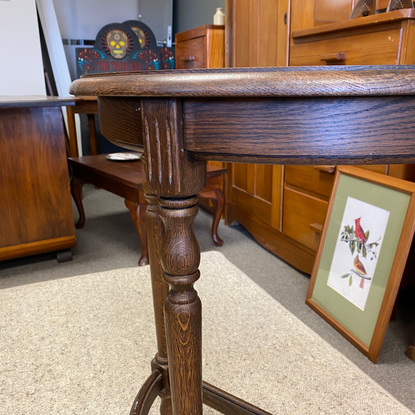 Antique Oak Half Round Hall Table