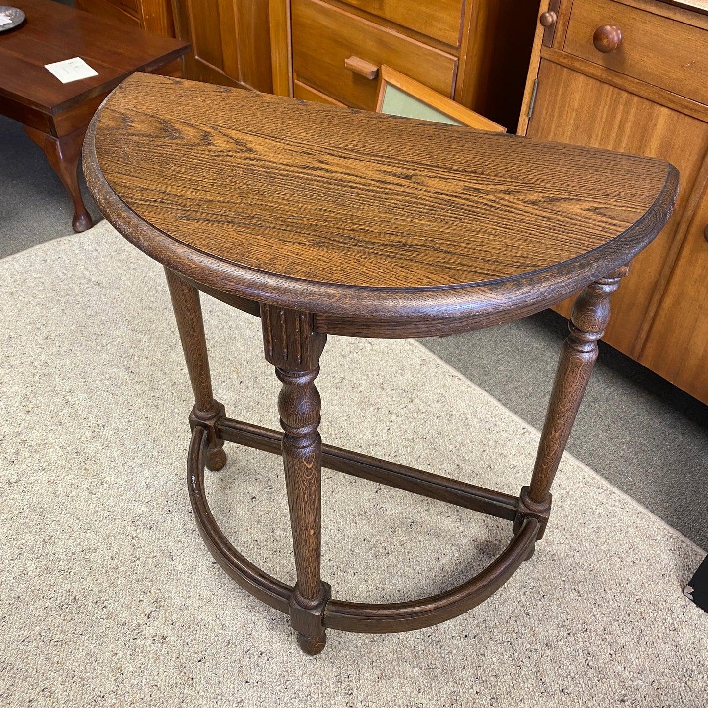 Antique Oak Half Round Hall Table