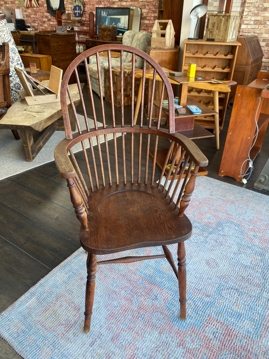 Antique Oak Windsor Fanback Country Chair