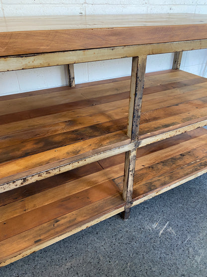 Antique Rimu & Steel Industrial Kitchen Island