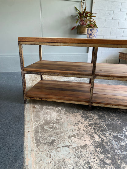 Antique Rimu & Steel Industrial Kitchen Island