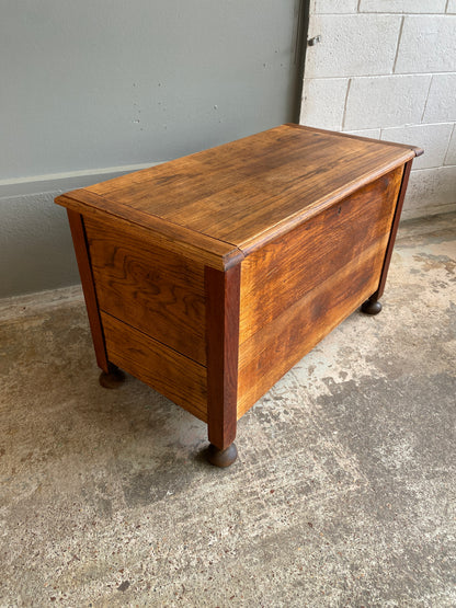 Antique Solid Oak Blanket Box/Hall Seat