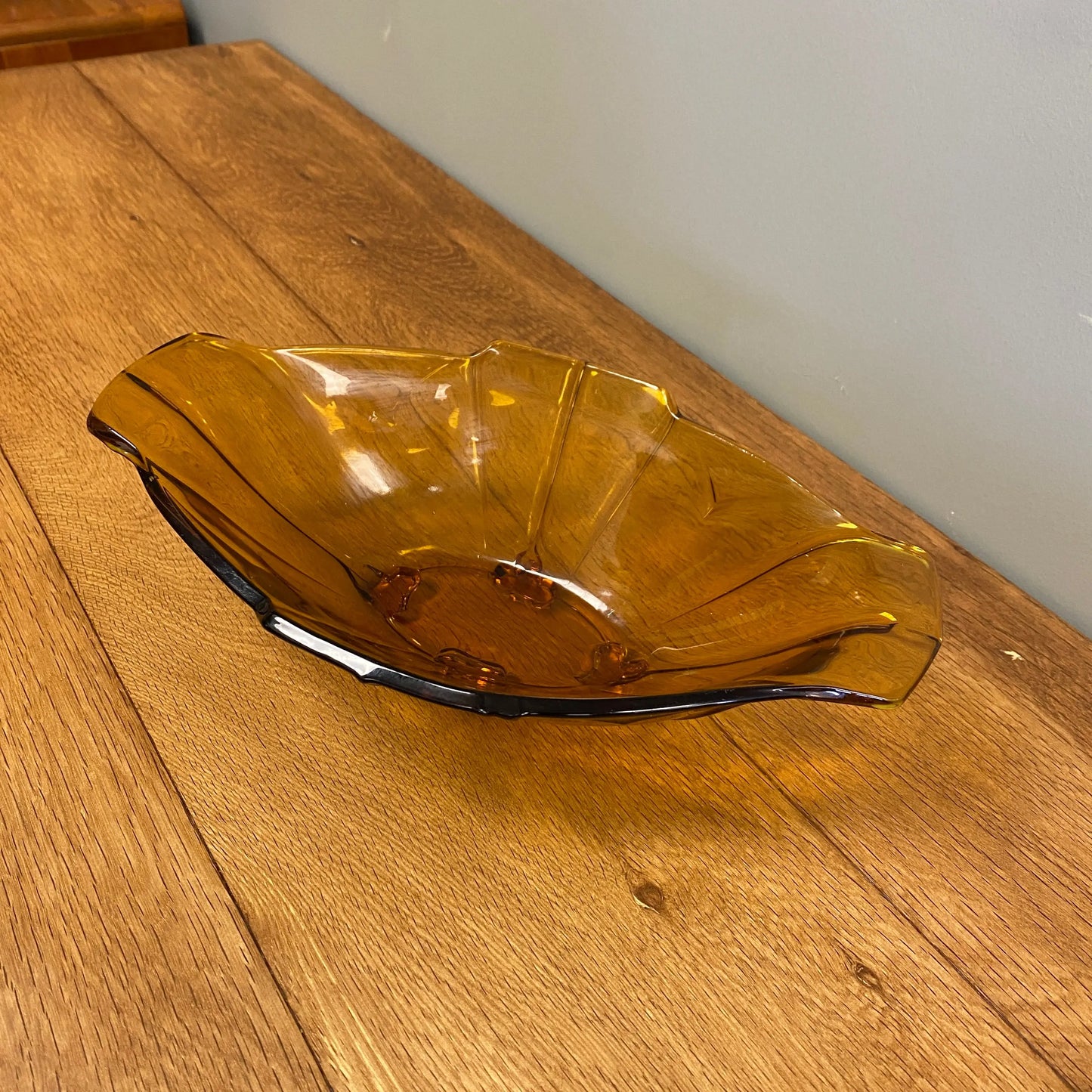 Art Deco Amber Glass Bowl - Plots & Pickles