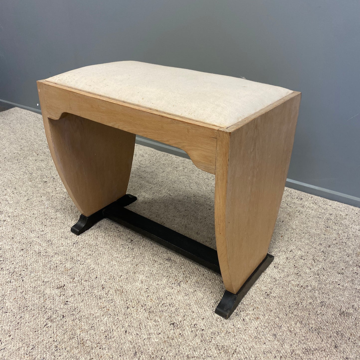 Art Deco Blond Oak Vanity Seat