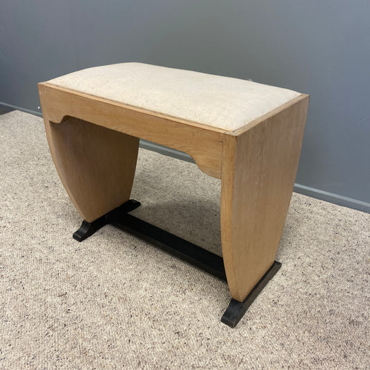 Art Deco Blond Oak Vanity Seat