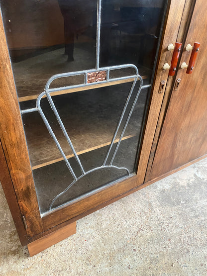Art Deco Drinks Cabinet with Bronze Lead Light