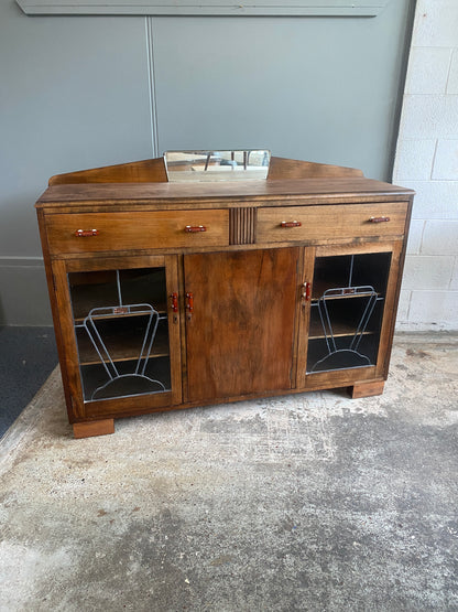 Art Deco Drinks Cabinet with Bronze Lead Light