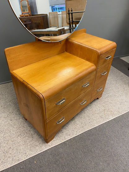 Art Deco Light Oak Dresser w. Mirror