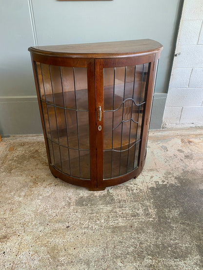 Art Deco Oak Leadlight China Cabinet