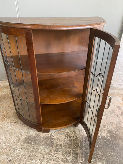 Art Deco Oak Leadlight China Cabinet