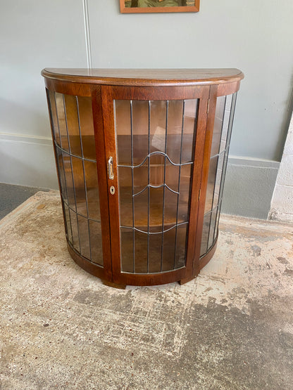 Art Deco Oak Leadlight China Cabinet