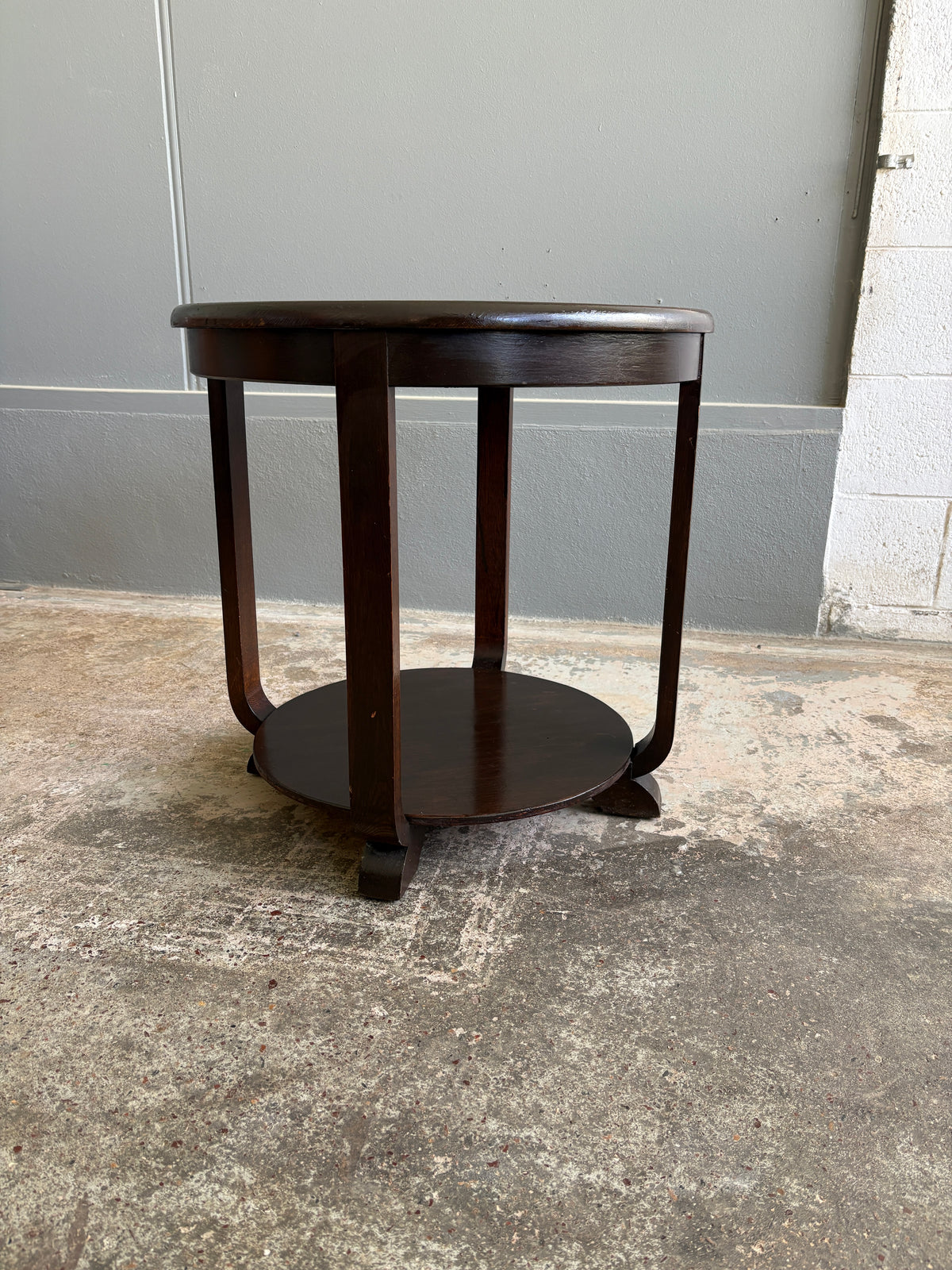 Art Deco Oak Two Tier Round Occasional Table