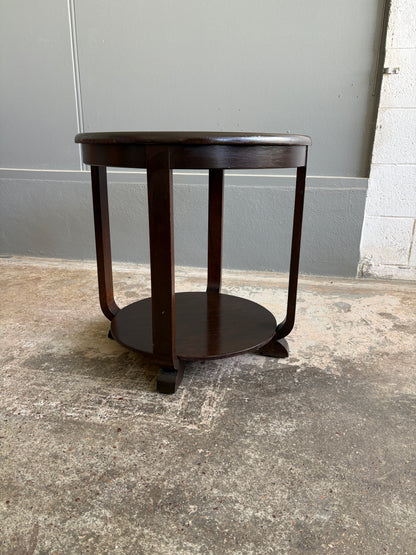 Art Deco Oak Two Tier Round Occasional Table