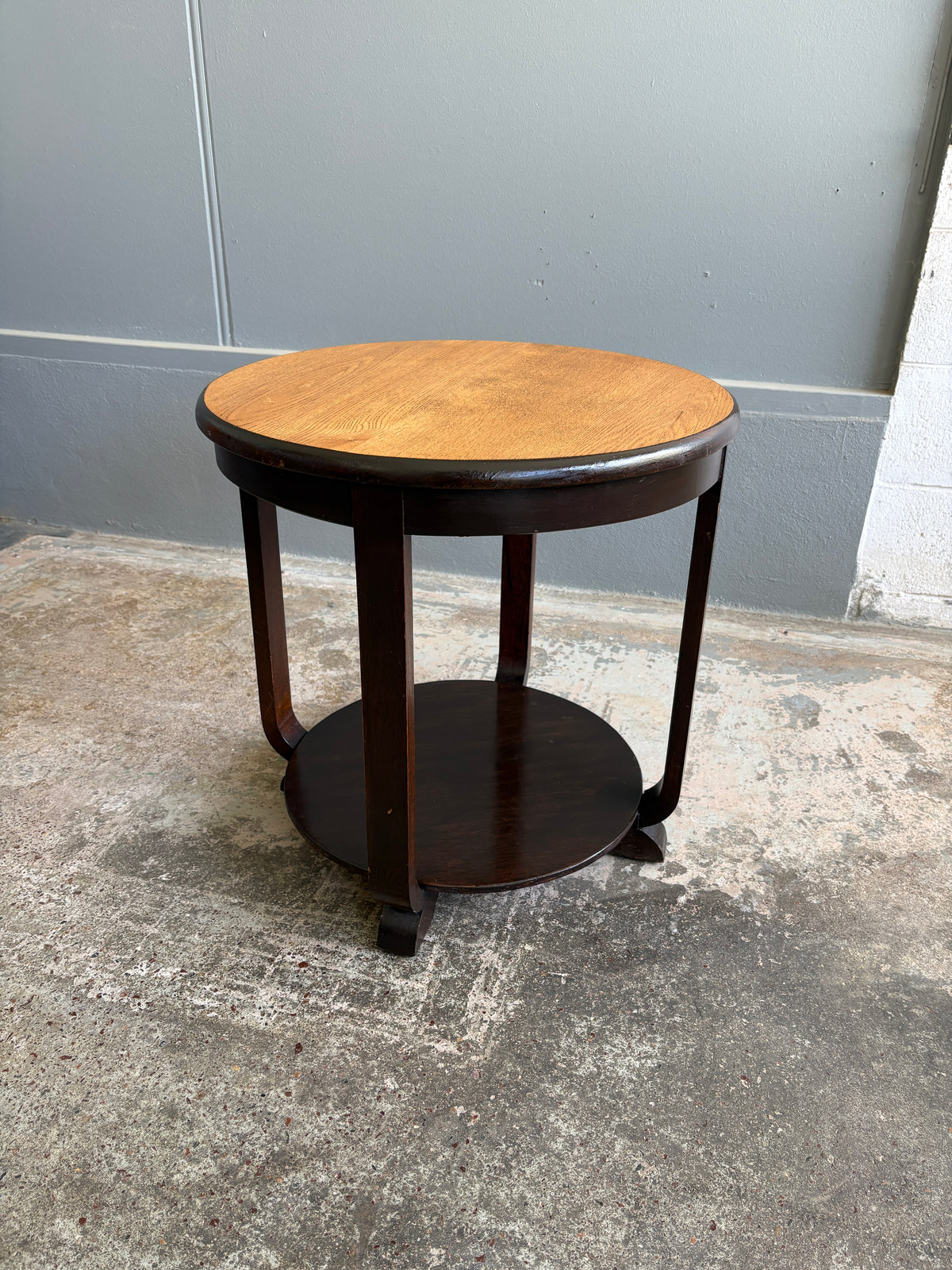 Art Deco Oak Two Tier Round Occasional Table
