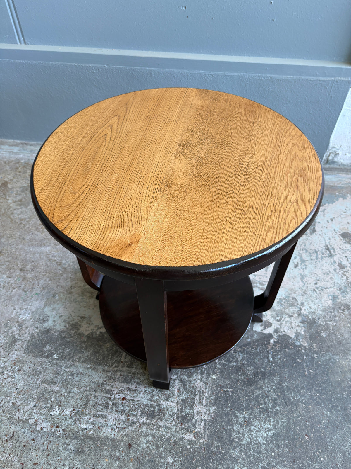 Art Deco Oak Two Tier Round Occasional Table