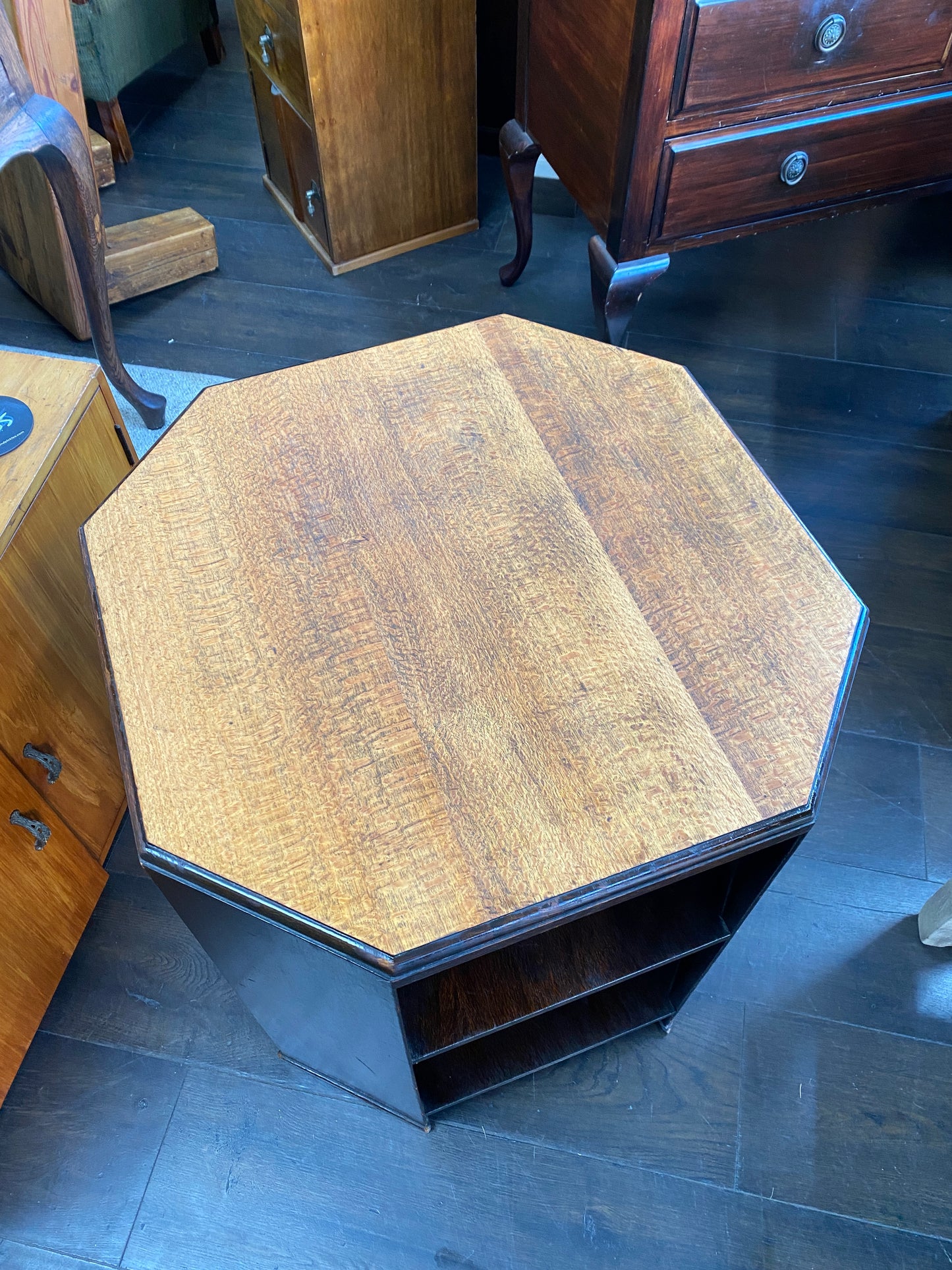 Art Deco Octagonal Oak Book Table