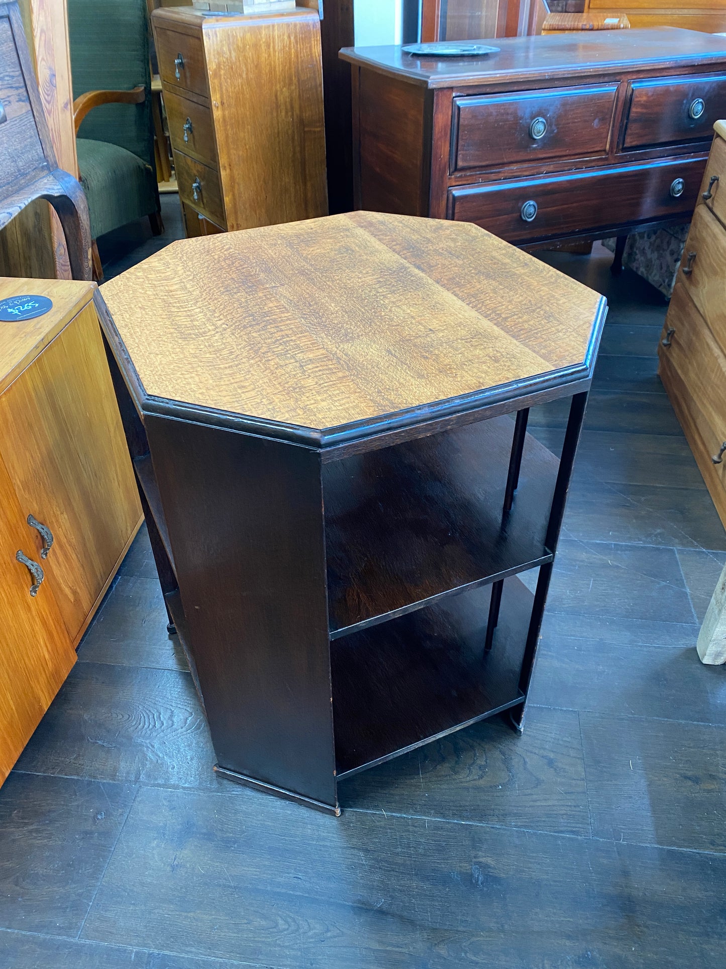 Art Deco Octagonal Oak Book Table
