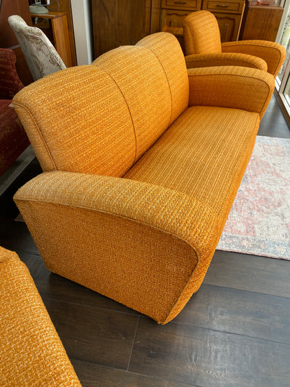 Art Deco Orange Classic 3 Seater Couch
