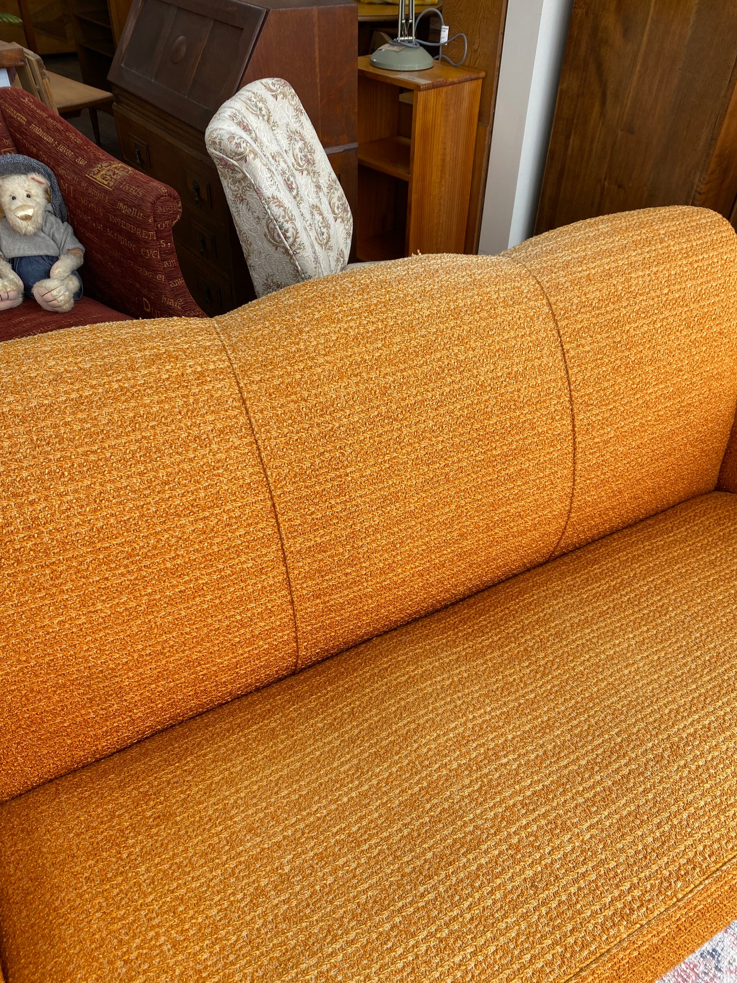 Art Deco Orange Classic 3 Seater Couch
