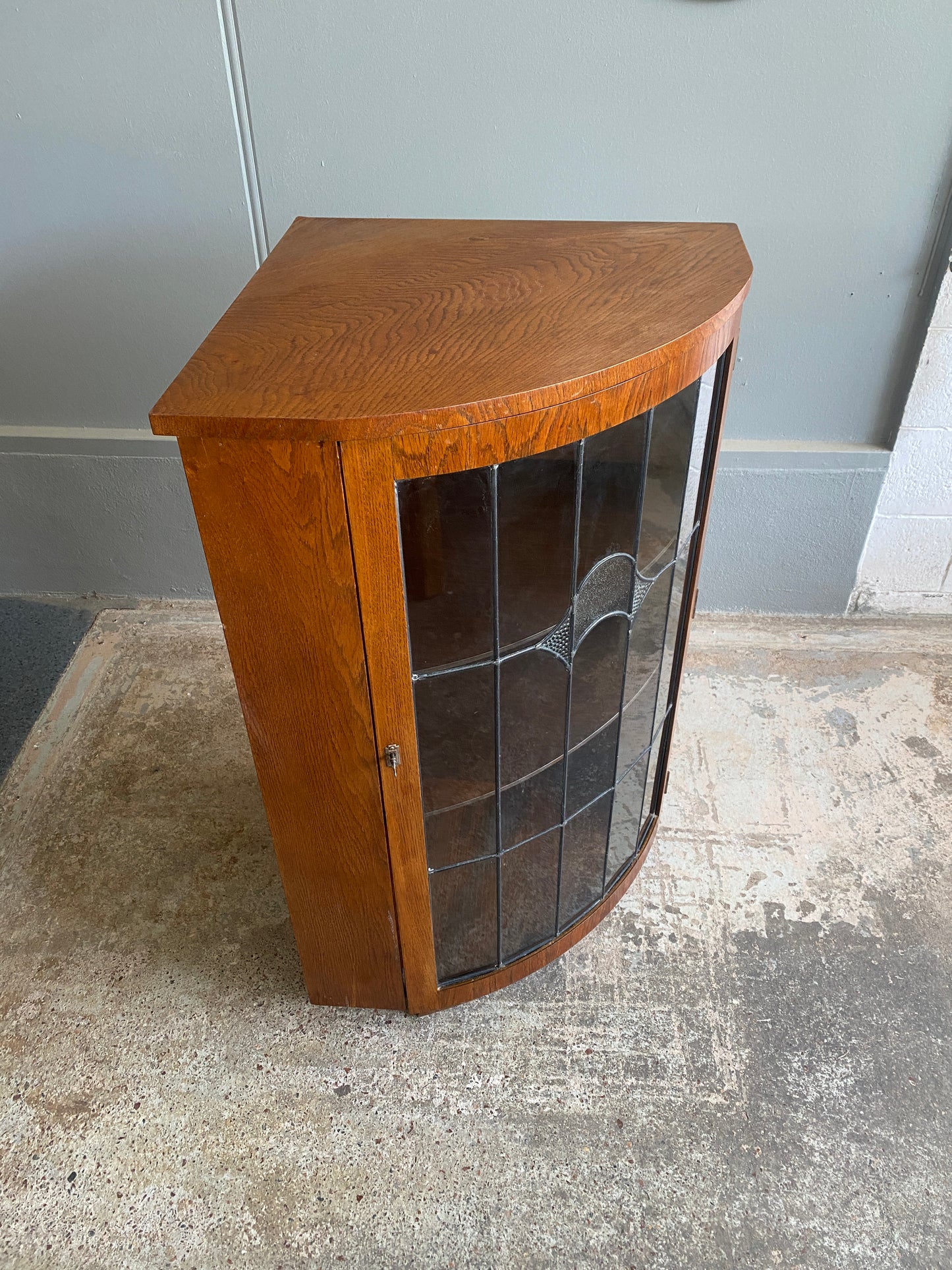 Art Deco Quarter/Corner Lead Light Drinks Cabinet