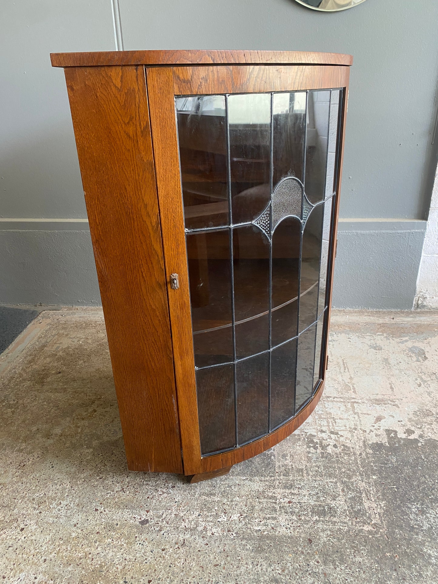 Art Deco Quarter/Corner Lead Light Drinks Cabinet