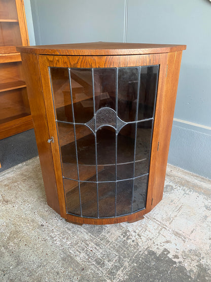 Art Deco Quarter/Corner Lead Light Drinks Cabinet