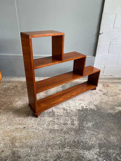 Art Deco Solid Mahogany Step Bookcase