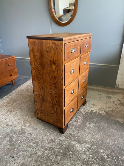 Art Deco Solid Oak 8 Drawer
